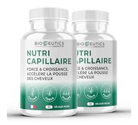 Bioceutics - Complément Alimentaire Anti Chute Cheveux Femme & Homme - Traitement Fortifiant Intense - Stop Perte avec Zinc, Cuivre & Sélénium - Cure 2 Mois (60 Gélules)
