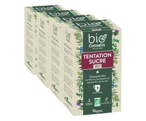 BioConseils - Infusion bio régulation sucre - fenugrec myrtille eucalyptus bardane olivier - 20 sachets (Lot de 4)