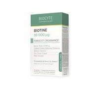 Biocyte - Biotine 10 000 µg - Force, Croissance cheveux - complément anti chute - 45 gélules