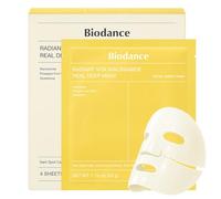 BIODANCE Radiant Vita Niacinamide Real Deep Mask, Overnight Hydrogel Mask, Tone Correction, Texture Refining, Radiant Glow, 3-in-1 Visible Care, Korean Skincare, 1.19oz(34g) x 4ea