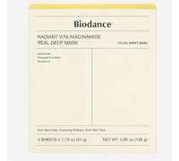 Biodance Radiant Vita Niacinamide Real Deep Mask, Overnight Hydrogel Mask, Tone Correction, Texture Refining, Radiant Glow, 3-in-1 Visible Care, Korean Skincare, 1.19oz(34g) x 4ea
