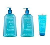 BIODERMA | ATODERM Gel Douche Lot de 2x1 litre + Atoderm Format voyage Offert 100ml | Gel Nettoyant Douceur | Sans Savon | Adoucit | Protège