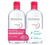 Bioderma - Crealine H2o, Eau Micellaire Démaquillante 2 X 500 Ml Peaux Sensibles Démaquillant/Nettoyant 1 Unité