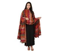 BioEarths Phulkari Dupatta pour femme, Rouge, orange, vert, multicolore, 2, taille unique