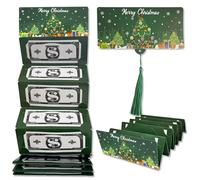 BIOECEUA Carte porte-monnaie surprise de Noël avec 10 compartiments, motifs festifs de Père Noël et d'arbre pour hommes, femmes et familles