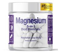 BioEssentials Magnesium - Complexe 5 Formes avec L-Thréonate - Bisglycinate, Malate, Taurate & Citrate - 253mg Élément + Vitamine D3, B6 & Zinc - 90 Gélules