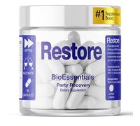 BioEssentials Restore - Récupération Hépatique After Party 5 Actifs - DHM Dihydromyricétine 894mg & NAC 300mg - Soutien Foie & Détox - Chardon-Marie, Kudzu & Électrolytes, 36 Gélules, 12 Occasions