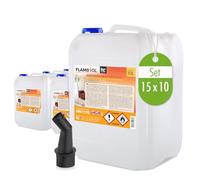 Bioéthanol 100% FLAMBIOL 15 x 10 L- Combustible Liquide Dénaturé pour Cheminée et Foyer à l'éthanol - Usage Intérieur - Combustion Propre et Quasi Inodore