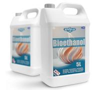 Bioéthanol 96,6 % 10 l | Alcool bio inodore 96,6 % 2 x 5 l | Bioéthanol pour cheminée, cheminée de table, cheminée au bioéthanol | Sans odeur | Combustion propre, sans fumée, flamme vive et stable