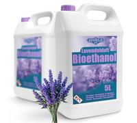Bioéthanol 96,6 % 10 l | Alcool bio parfum lavande 96,6 % 10 l | Bioéthanol pour cheminée, cheminée de table, cheminée au bioéthanol | Parfum lavande | Combustion propre, sans fumée, flamme vive et