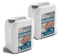 Bioéthanol 96,6 % 20 l | Alcool bio 96,6 % 2 x 10 l | Bioéthanol pour cheminée, cheminée de table | Bioéthanol inodore | Combustion propre, sans fumée, flamme vive et stable
