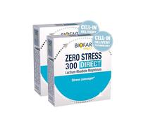 BIOFAR - ZERO STRESS 300 DIRECT - Complément Alimentaire - Stress Passager & Fatigue - Goût Fruité - Lactium®, Rhodiole, Magnésium - Lot de 2 - 2x14 Sticks Orodispersibles (Sans Eau)