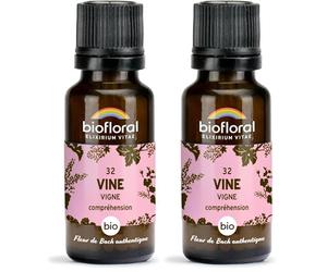 BIOFLORAL - 32 Vine, Vigne BIO - Compréhension - Fleur de Bach Authentique - 470 Granules - Sans Alcool (Lot de 2)