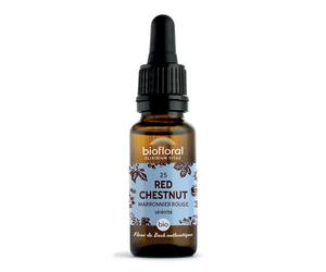 Biofloral Fleur de Bach Red Chestnut Bio 20 ml | Aide à se détacher des inquiétudes pour ses proches et à retrouver la tranquillité d'esprit. Certifiée Demeter. Sans alcool.