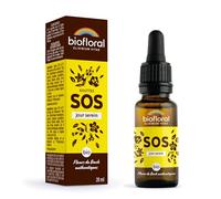 Biofloral SOS Secours Jour Serein Bio 20 ml | Complexe de 5 Fleurs de Bach pour un soutien émotionnel rapide. Format compte-gouttes nomade. Sans alcool.