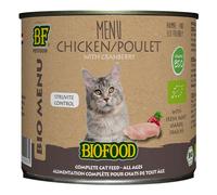 Biofood Menu Bio à base de 79% de viande de poulet BIO pour chat. Boîte de 200g.