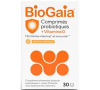 BioGaia Comprimés probiotiques à croquer – L. reuteri Protectis®, Vitamine D, Arôme Orange 30
