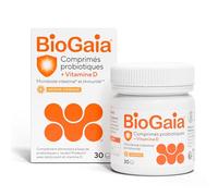 BioGaia Comprimés probiotiques + vitamine D pour adultes | 30 | Goût orange | Complément alimentaire | Equilibre du microbiote intestinal* et soutien du système immunitaire** | Comprimés à croquer
