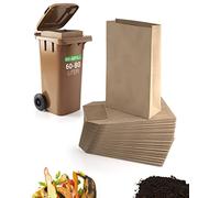 BIOGLÜCK® - Lot de 25 sacs poubelle bio de 60 et 80 litres - Papier extra résistant à l'eau et à la déchirure approuvé pour la poubelle biologique