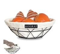 BIOGRAT® Corbeille à Pain Panière de table avec Tissu Design Metallique, Ø 26,5 cm Corbeilles à Fruits pour Cuisine Restaurant, 2 pièces