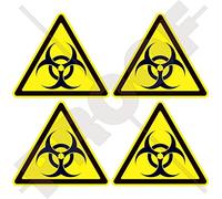 Biohazard Warning Stickers 50mm (2'') COVID Virus Biological Hazard Safety Triangle Vinyl Bumper Sticker, Decal x4, Autocollant