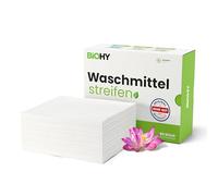 BiOHY Feuilles de détergent (1 x 60 pièces) | Détergent de voyage UNIVERSEL durable sans plastique | Papier lavant 100% biodégradable | Bandes détergentes hydrosolubles pour lave-linge (Wasch Blätter)