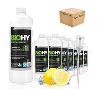 BiOHY Nettoyant pour acier inoxydable (12 x 1l Bouteille) + Distributeur | Entretien de l'acier inoxydable pour un nouvel éclat sans traces | Protection digitales, les taches (Edelstahlreiniger)