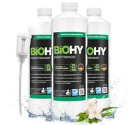 BiOHY Nettoyant pour parquet (3 x 1l Bouteille) + Distributeur | Idéal pour les parquets vitrifiés | Doux pour le matériel et sans effet regraissant | nettoyage sans traces (Parkettreiniger)