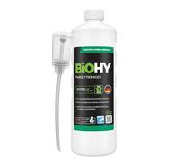 BiOHY Nettoyant pour parquet (Bouteille de 1l) + Distributeur | Idéal pour les parquets vitrifiés | Doux pour le matériel et sans effet regraissant | nettoyage sans traces (Parkettreiniger)
