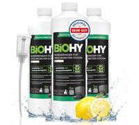 BiOHY Nettoyant pour sol pour station de balai robot avec parfum frais (3 x 1 litre) + doseur, agent nettoyant concentré pour tous les balais et aspirateurs robots avec fonction humide, faible mousse