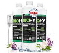 BIOHY Nettoyant pour sol pour station de robot laveur avec parfum de printemps (3 x 1 litre) + doseur | Solution nettoyante concentrée pour tous les robots laveurs et aspirateurs avec fonction humide