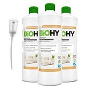 BiOHY Nettoyant premium pour tissus d'ameublement (3 x 1l Bouteille) + Distributeur | Bio concentré pour meubles rembourrés, canapés, tapis & textiles | détachant désodorisant (Premium Polster)