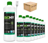 BiOHY Nettoyant sols (12 x 1l Bouteille) + Distributeur | Concentré pour Tous Les équipements de Nettoyage et Tous Les sols durs | Odeur agréable et Nettoyage sans Traces (Bodenreiniger)