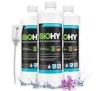 BiOHY Nettoyant vitres professionnel (3 x 1l Bouteille) + Distributeur | Nettoyage sans Bandes des Surfaces de Verre, de fenêtres et de miroirs (Fensterreiniger)
