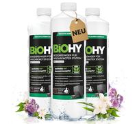 BiOHY Nettoyeur de sol pour robot laveur Station avec parfum printanier (3 x 1 litre) | Nettoyant concentré pour tous les types de balai et robot aspirateur avec fonction humide | Faible mousse et