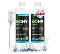 BiOHY Produit de rinçage (2 x 1l Bouteille) + Distributeur | Convient à Tous Les Lave-Vaisselle, pour Une Brillance imbattable des Verres et de la Vaisselle sans Taches d'eau (Klarspüler)