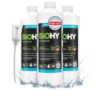 BiOHY Produit de rinçage (3 x 1l Bouteille) + Distributeur | Convient à Tous Les Lave-Vaisselle, pour Une Brillance imbattable des Verres et de la Vaisselle sans Taches d'eau (Klarspüler)