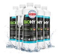 BiOHY Produit de rinçage (6 x 1l Bouteille) + Distributeur | Convient à Tous Les Lave-Vaisselle, pour Une Brillance imbattable des Verres et de la Vaisselle sans Taches d'eau (Klarspüler)