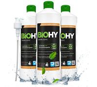 BiOHY Savon crème liquide (3 x 1l Bouteille) | Recharge de Savon à Mains Doux, hydratant et inodore du Secteur végétal sans Phosphate | sans Parfum ni Colorant (Creme Seife)