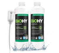 BiOHY Savon doux (2 x 1l Bouteille) + Distributeur | Nettoyant pour sols CONCENTRÉ | Ingrédients naturels | applicable sur caoutchouc, linoléum, parquet, PVC, pierre (Schmierseife)