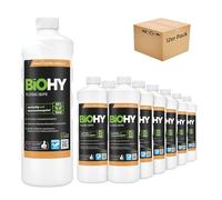 BiOHY Savon liquide (12 x 1 litre) | Doux pour la peau, surgras et liquide pour les mains | Sans phtalates | Hygiène sans odeur | Convient également pour le visage | Sans parfum ni colorants