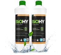BiOHY Savon liquide (2 x 1l Bouteille) | Savon liquide pour les mains sans odeur, doux pour la peau et hydratant | SANS PHOSPHATE | Sans parfum ni colorant (Flüssig Seife)