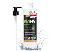 BiOHY Savon liquide (Bouteille de 1l) | Savon liquide pour les mains sans odeur, doux pour la peau et hydratant | SANS PHOSPHATE | Sans parfum ni colorant (Flüssig Seife)