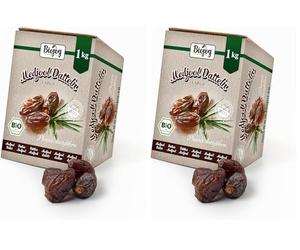 Biojoy Medjool dattes d'Israël BIO (1 kg), séchés et entières, Grand (Lot de 2)