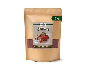 Biojoy Sumac BIO turc, finement moulu, avec 5% de sel gemme, 1 kg | Assaisonnement au sumac non traité, Rhus coriaria L.