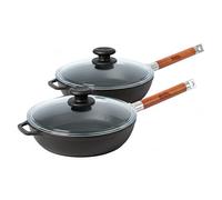 BIOL Lot de 2 poêles en fonte 24 + 26 cm avec couvercles (Set 24/26 cm)