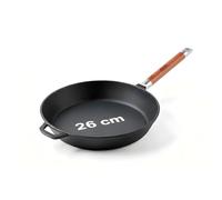 BIOL Poêle profonde en fonte avec manche en bois amovible de 24-26-28 cm pour induction, haute qualité, poêle universelle, rôtir, mijoter, cuisson facile (Poêle 26 cm)