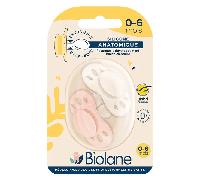 Biolane 2 Sucettes 0-6 mois Rose et Beige Base extra-fine et téterelle réversible
