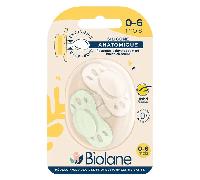 Biolane 2 Sucettes 0-6 mois Vert et Beige Base extra-fine et téterelle réversible