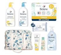 BIOLANE Coffret Maternité - Kit de Soin Bébé Naissance - Sac à langer & soins pour bébé - Couche, Lingettes H2O